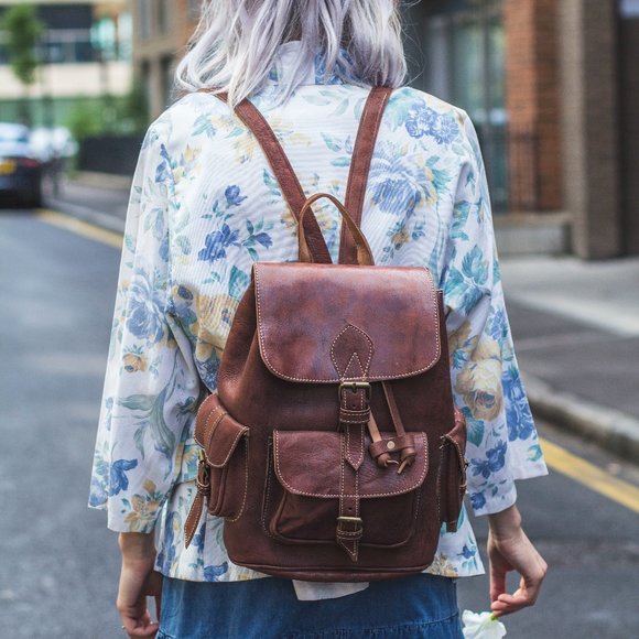 My Green Bag London Handbags - My Green Bag London Coco Leather Rucksack Backpack